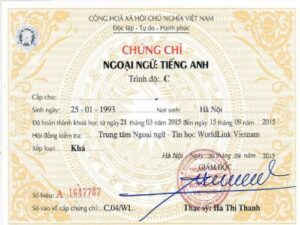 Làm Chứng Chỉ Tiếng Anh Uy Tín - Phôi Thật, Giá Tốt